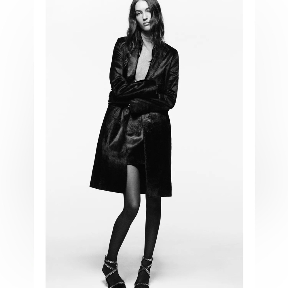 NWT zara fitted fur leather coat Ludovic De Saint Sernin